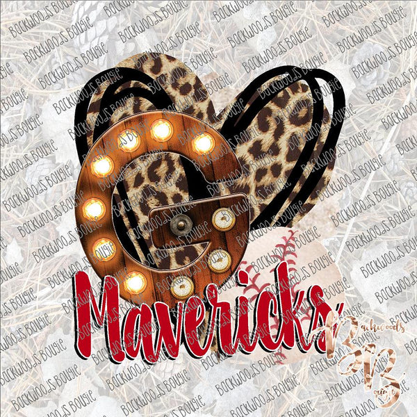 Baseball Heart School Marquee G Mavericks SUBLIMATION Transfer READY to PRESS