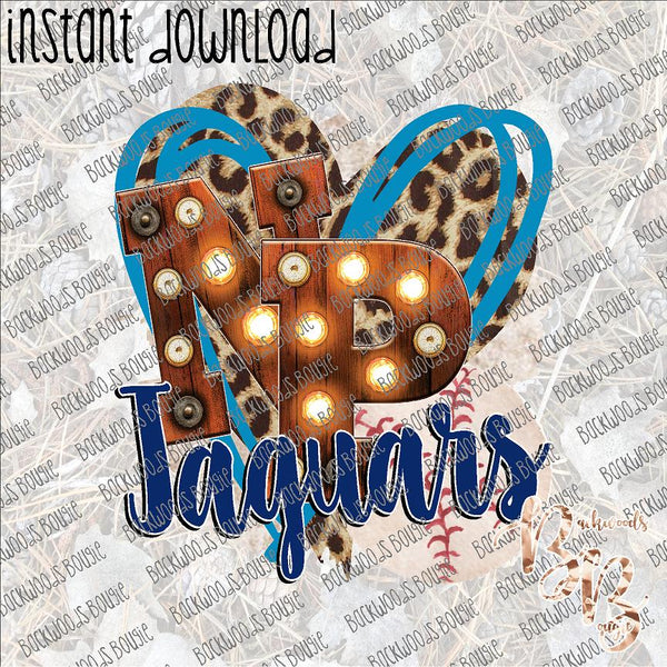 Baseball Heart School Marquee NP Jaguars INSTANT DOWNLOAD print file PNG