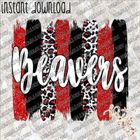 Beavers Brushstrokes Black and Red INSTANT DOWNLOAD print file PNG