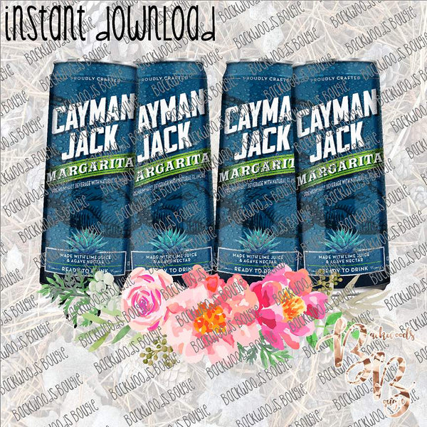 Beer Can Floral - Cayman Jack Margarita INSTANT DOWNLOAD print file PNG