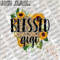 Blessed Gigi Leopard Sunflower  INSTANT DOWNLOAD print file PNG