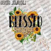 Blessed Leopard Sunflower - ADD YOUR OWN NAME  INSTANT DOWNLOAD print file PNG