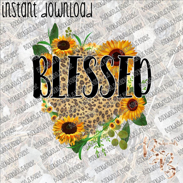 Blessed Leopard Sunflower - ADD YOUR OWN NAME  INSTANT DOWNLOAD print file PNG