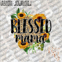 Blessed Mama Leopard Sunflower INSTANT DOWNLOAD print file PNG