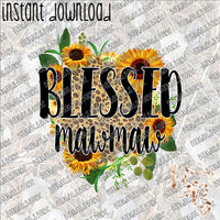 Blessed Mawmaw Leopard Sunflower  INSTANT DOWNLOAD print file PNG