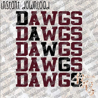 Dawgs Repeat Text Maroon and Black INSTANT DOWNLOAD print file PNG