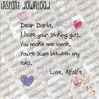 Dear Darla Letter INSTANT DOWNLOAD print file PNG