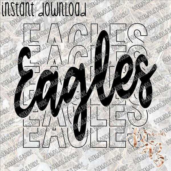 Eagles Stacked Text INSTANT DOWNLOAD print file PNG