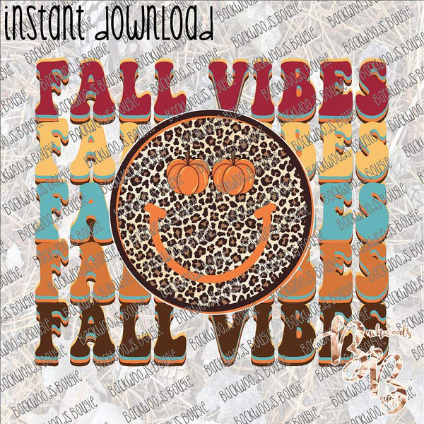 Fall Vibes Smiley Retro INSTANT DOWNLOAD print file PNG