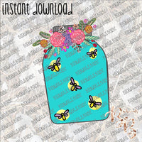 Fireflies in a Mason Jar INSTANT DOWNLOAD print file PNG