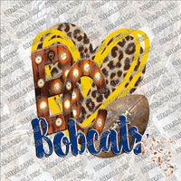 Football Heart School Marquee BC Bobcats SUBLIMATION Transfer READY to PRESS