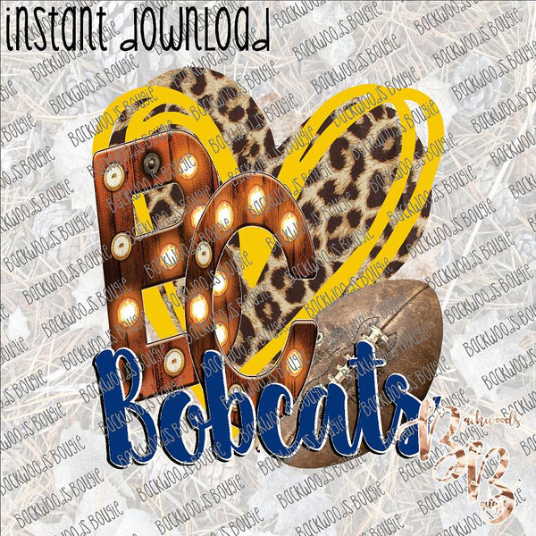 Football Heart School Marquee BC Bobcats INSTANT DOWNLOAD print file PNG