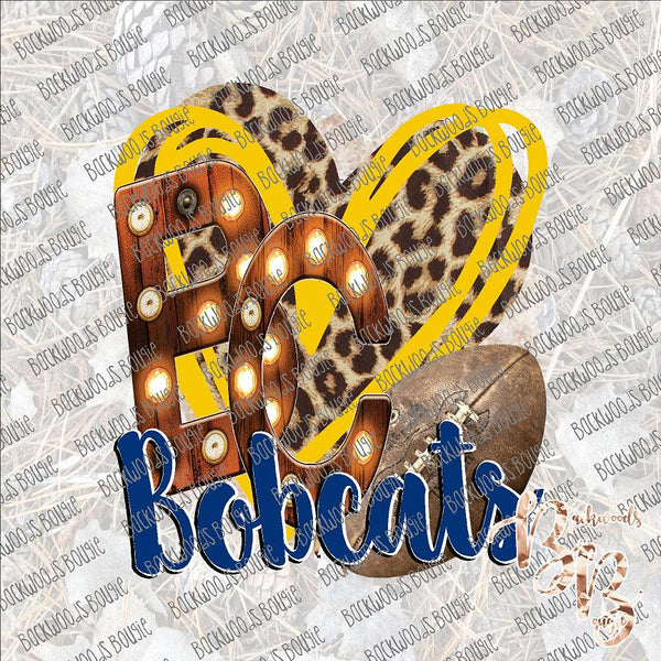 Football Heart School Marquee BC Bobcats SUBLIMATION Transfer READY to PRESS