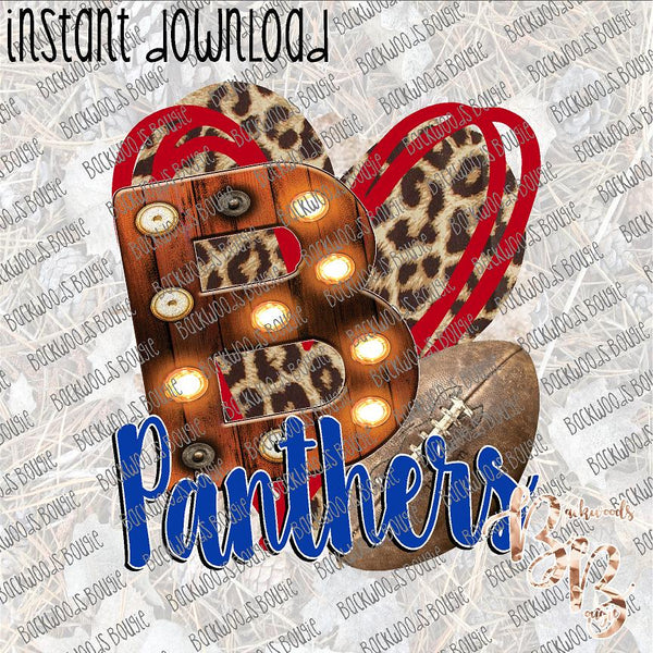 Football Heart School Marquee B Panthers INSTANT DOWNLOAD print file PNG