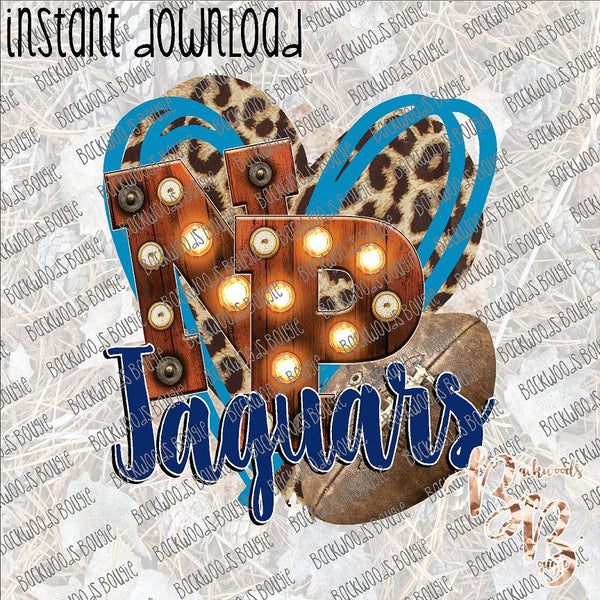 Football Heart School Marquee NP Jaguars INSTANT DOWNLOAD print file PNG