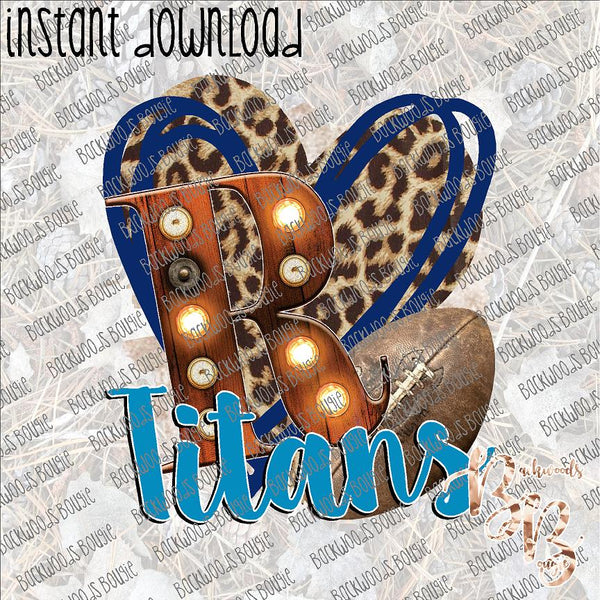 Football Heart School Marquee R Titans INSTANT DOWNLOAD print file PNG