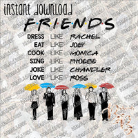 Friends Umbrella Characters INSTANT DOWNLOAD print file PNG