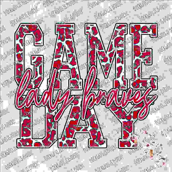 Game Day Lady Braves Red and Blue SUBLIMATION Transfer READY to PRESS