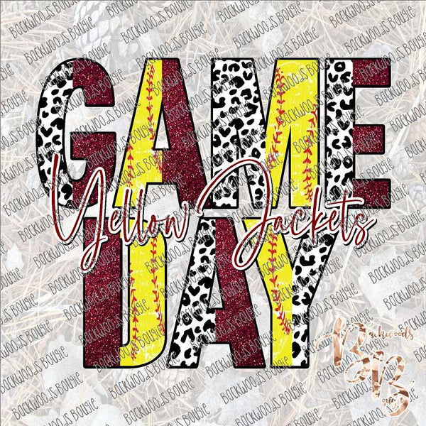 Game Day Softball Yellow Jackets Maroon SUBLIMATION Transfer READY to PRESS