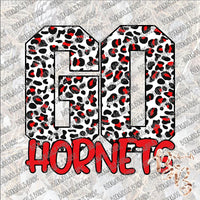 GO Hornets Red and Black Leopard SUBLIMATION Transfer READY to PRESS