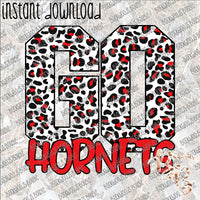 GO Hornets Red and Black Leopard INSTANT DOWNLOAD print file PNG