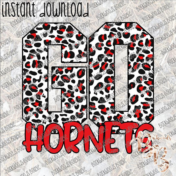 GO Hornets Red and Black Leopard INSTANT DOWNLOAD print file PNG