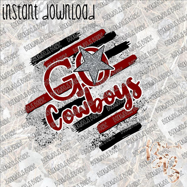 Go Cowboys Maroon and Silver INSTANT DOWNLOAD print file PNG