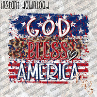 God Bless American Brushstrokes INSTANT DOWNLOAD print file PNG