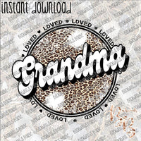 Grandma Loved Leopard Distressed INSTANT DOWNLOAD print file PNG