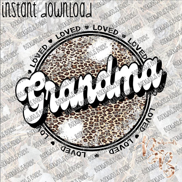 Grandma Loved Leopard Distressed INSTANT DOWNLOAD print file PNG