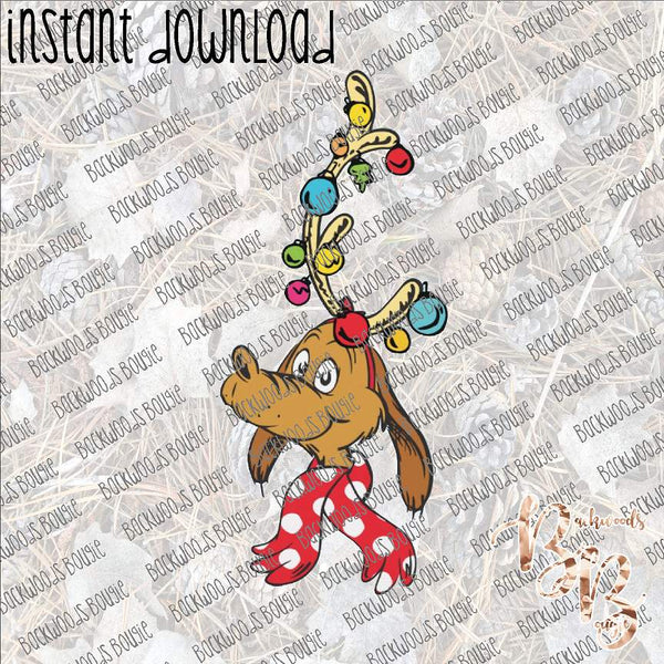 Grinch Max - Ornaments on Antlers INSTANT DOWNLOAD print file PNG