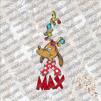 Grinch Max with name - Ornaments on Antlers SUBLIMATION Transfer READY to PRESS