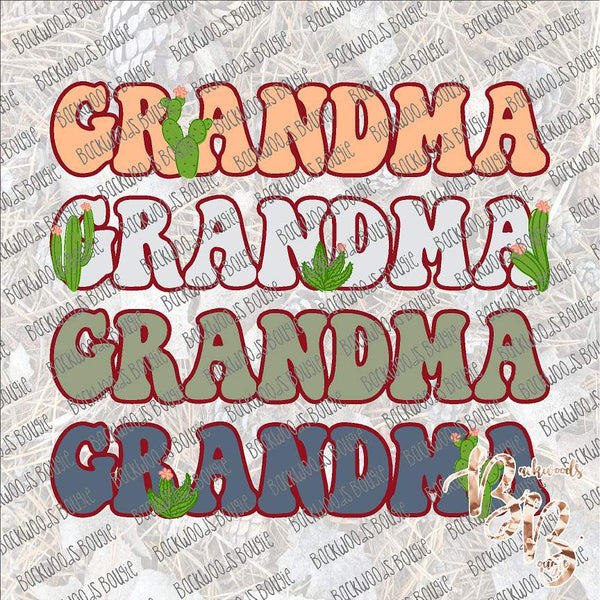 Grandma Stacked Cactus SUBLIMATION Transfer READY to PRESS