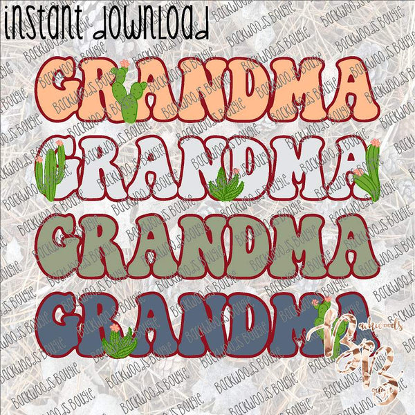 Grandma Stacked Cactus INSTANT DOWNLOAD print file PNG