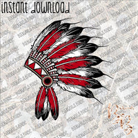 Headdress Red and Black INSTANT DOWNLOAD print file PNG