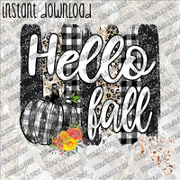 Hello Fall Brushstrokes INSTANT DOWNLOAD print file PNG