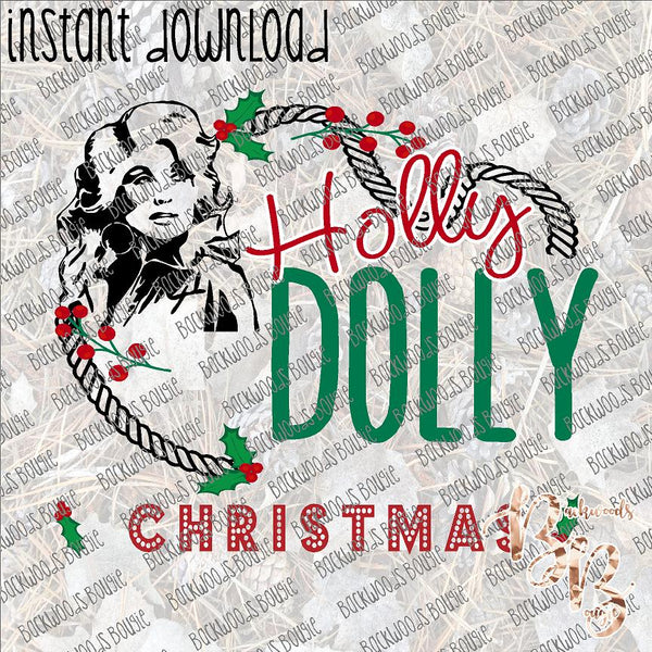 Holly Dolly Christmas INSTANT DOWNLOAD print file PNG