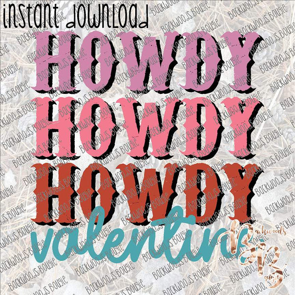 Howdy Valentine INSTANT DOWNLOAD print file PNG