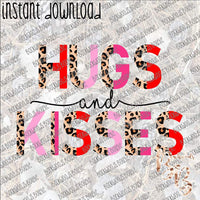 Hugs and Kisses Half Leopard INSTANT DOWNLOAD print file PNG