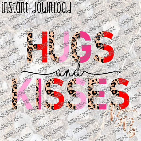 Hugs and Kisses Half Leopard INSTANT DOWNLOAD print file PNG