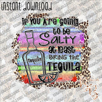 If you are going to be Salty at least bring the Tequila INSTANT DOWNLOAD print file PNG