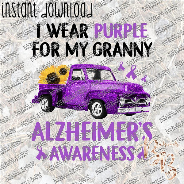 I Wear Purple for my Granny INSTANT DOWNLOAD print file PNG