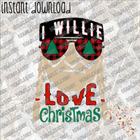 I Willie Love Christmas INSTANT DOWNLOAD print file PNG