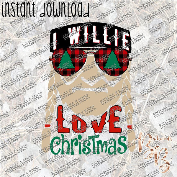 I Willie Love Christmas INSTANT DOWNLOAD print file PNG