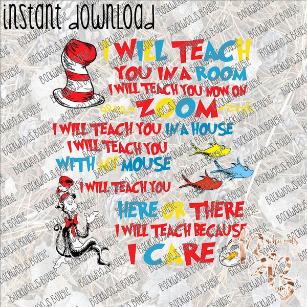 I Will Teach Dr Seuss INSTANT DOWNLOAD print file PNG mama