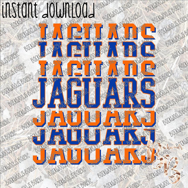 Jaguars Split Repeat Blue and Orange  INSTANT DOWNLOAD print file PNG