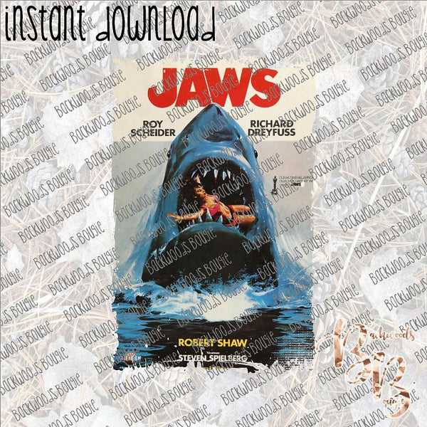 Jaws Movie Poster INSTANT DOWNLOAD print file PNG