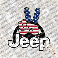 Jeep Driving Patriotic SUBLIMATION Transfer READY to PRESS