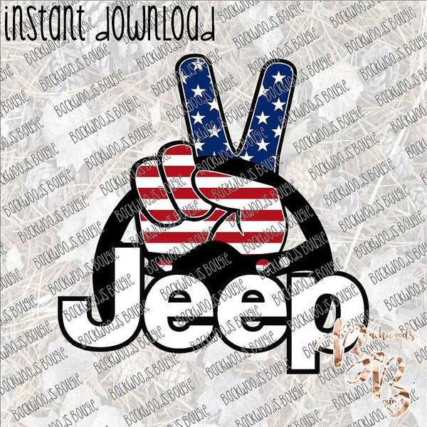 Jeep Driving Patriotic INSTANT DOWNLOAD print file PNG