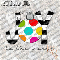 Joy to the World Dot Ornament INSTANT DOWNLOAD print file PNG